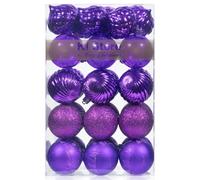 Busybee Boules De Noël Incassable Décorations D'arbres De Noël pour Noël Décor De Mariage De Noel Ornements Crochets Inclus (Violet, 60mm)
