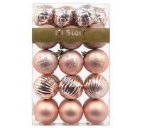 Busybee Noël babioles 34pcs incassable Boules décorations d'arbre de noël pour Ornements de noël fête de Mariage (Or Rose, 60mm)
