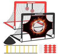 But de Foot, 3 en 1 Cage de Football Pliable avec Cible Suspendue, Cônes, échelle d'agilité, Équipement d'entraînement de Football Adapté à l'intérieur ou à l'extérieur - 120x90x 90cm