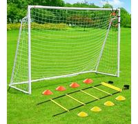 But de football 30,5 x 15,2 x 16,5, 20,3 x 15,2 cm, 1,8 x 1,2 m - But de football en métal pour enfants, jeunes et adultes - Grand cadre de poteau en acier de 5,1 cm avec filet de football, cible et