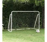 But de football avec filet Blanc 180x90x120 cm Acier Blanc G