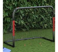 But de football avec filet rouge et noir 90x48x71 cm acier vidaXL