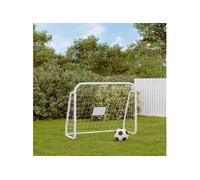 But de football et filet blanc 125x96x60 cm acier et polyester Blanc G