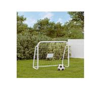 But de football et filet blanc 125x96x60 cm acier et polyester Blanc G