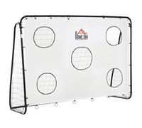 But de football - HOMCOM - 2 en 1 - avec 5 cible - pour entraînement de football en extérieur - 240 x 88 x 174 cm - blanc