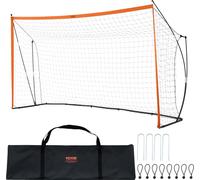 VEVOR But de football portable 1828x3657 mm, cage de football pour enfants, filet de football avec sac de transport, structure en acier et fibre de verre, pour entraînement dans l’arrière-cour, orange