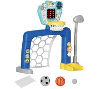 But de football pour enfants AIYAPLAY centre multi-activités 3 en 1 avec panier de basket réglable tableau de score set de golf