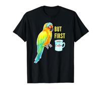 But First Coffee - Aquarelle pour Perroquet T-Shirt Graphique avec Valeur, Homme, Noir, L