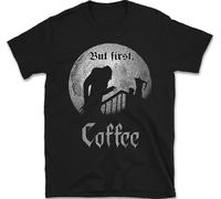 But First Coffee Dark Humor Tee (XL, Black)