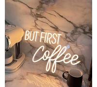 BUT FIRST Coffee Panneau néon LED à intensité variable pour entreprise, café, bar, accessoire de panneau néon, illuminé comme décoration murale, alimenté par USB, panneaux de café lumineux pour cafés