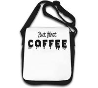 But First Coffee Sac à bandoulière avec logo Blanc