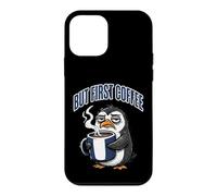 But First Coffee Sleepy Penguin Caffeine Lover Coque pour iPhone 12 Mini