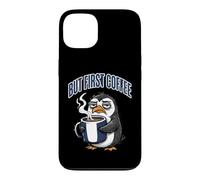 But First Coffee Sleepy Penguin Caffeine Lover Coque pour iPhone 13