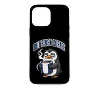 But First Coffee Sleepy Penguin Caffeine Lover Coque pour iPhone 13 Pro Max