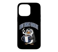 But First Coffee Sleepy Penguin Caffeine Lover Coque pour iPhone 14 Pro Max