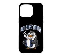 But First Coffee Sleepy Penguin Caffeine Lover Coque pour iPhone 15 Pro Max