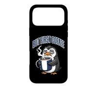 But First Coffee Sleepy Penguin Caffeine Lover Coque pour iPhone 17 Pro Max