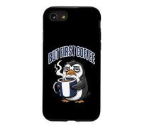 But First Coffee Sleepy Penguin Caffeine Lover Coque pour iPhone SE (2020) / 7/8