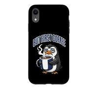 But First Coffee Sleepy Penguin Caffeine Lover Coque pour iPhone XR