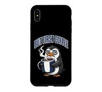 But First Coffee Sleepy Penguin Caffeine Lover Coque pour iPhone XS Max
