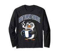 But First Coffee Sleepy Penguin Caffeine Lover Manche Longue