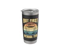But First Herbal Tea Retro Loves Teacup Herbalism Tisane Gobelet isotherme en acier inoxydable double paroi