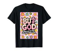 But God Pink Christian Floral Bow Teen Girls Écriture T-Shirt
