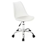 IDMarket Chaise de bureau scandinave SARA blanche à roulettes