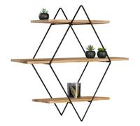 IDMarket – Étagère murale Losange Lily 3 niveaux bois et métal design industriel
