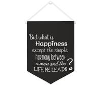 But What Is Happiness Except The Simple Harmony Bannière murale inspirante à suspendre au mur Bannière murale Décoration pour salon, chambre à coucher, bureau, cadeaux de vacances 30,5 x 40,6 cm