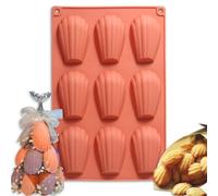 Butabeishy Moule à madeleines en silicone, 9 cavités, 30 x 20 cm, corail, pour biscuits et pâtisseries