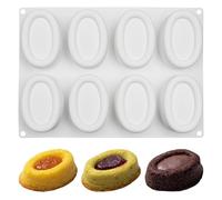 Butabeishy Moule en Silicone avec 8 Cavités, Oval, 29,2 x 20,7 x 3,3 cm, Blanc