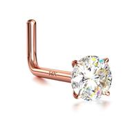 BUTADR Clous de nez en or véritable 14 carats, anneaux de nez en or massif 18 g 20 g en forme de L, faux diamant CZ hypoallergénique pour homme et femme de 1,5, 2, 3 mm, 7mm, Zircone cubique, Zircone