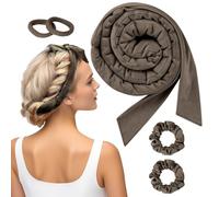 BUTBU Boucle Sans Chaleur, 5PCS Bandeau de bigoudis Sans Chaleur, Ensemble de Bigoudis sans chaleur, Bigoudi Boucle Cheveux De Sommeil Doux, boucle sans chaleur Boudin, pour Tous Types Cheveux(Brun)