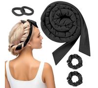BUTBU Boucle Sans Chaleur, 5PCS Bandeau de bigoudis Sans Chaleur, Ensemble de Bigoudis sans chaleur, Bigoudi Boucle Cheveux De Sommeil Doux, boucle sans chaleur Boudin, pour Tous Types Cheveux(Noir)