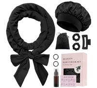 BUTBU Boucle Sans Chaleur, 9PCS Bandeau de bigoudis Sans Chaleur, Ensemble de Bigoudis sans chaleur, Bigoudi Boucle Cheveux De Sommeil Doux, boucle sans chaleur Boudin, pour Tous Types Cheveux(Noir)