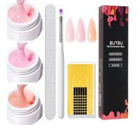 BUTBU Builder Gel, Kit Gel Construction Ongle UV 6-En-1, Rubber base Pose Americaine, Ongle UV/LED de Construction pour Extension Décoration et Répare Nail Art Manucure DIY 7.3 g