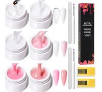 BUTBU Builder Gel, Kit Gel Construction Ongle UV 9-En-1, Rubber base Pose Americaine, Ongle UV/LED de Construction pour Extension Décoration et Répare Nail Art Manucure DIY 7.3 g