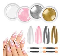 BUTBU Chrome Ongle Nacrée, 4Pcs Poudre Chrome Clair, Poudre ongle Effet Perle Glitzerpuder, poudre de Paillettes Aurora Transparente, pour Glazed Donut Nails, Pearl Shimmer Nails
