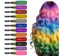BUTBU Lot de 12 Craie Cheveux Colorées, Cheveux Set pour Filles et Enfants, Couleur De cheveux Lavable Mascara, Teinture Temporaire pour cheveux, Cadeaux de Noël, D'anniversaire pour Enfants