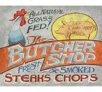 Butcher Shop from an Hand Painted & Lettered BBQ for Farmhouse Butcher Shop Kitchen Great Gift Decor Poster Wall Art Tin Sign Decor Metal Sign Poster 20,3 x 30,5 cm