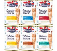 BUTCHER'S Delicious Dinners in Jelly 6x400g morceaux de poulet, de gibier, de truite, de poisson de mer, de bœuf