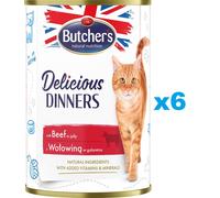 BUTCHER'S Delicious Dinners ,nourriture pour chats, morceaux de bœuf en gelée 6x400g