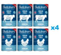 BUTCHER'S Original Junior Mixed flavours 24x400g avec du boeuf et du poulet en gelée pour chiots