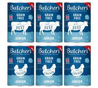 BUTCHER'S Original Junior Mixed flavours 6x400g avec du boeuf et du poulet en gelée pour chiots