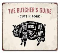 Butchers Pork Cuts Guide Metal Sign Knowledge Chart Aluminum Decor for Farm Bar Coffee Restaurant Kitchen Meat Market 8 X 12 inch