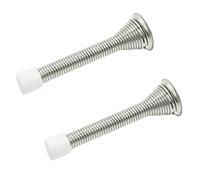 Butée de porte à ressort 2 pièces avec pare-chocs en caoutchouc, butées for plinthe métal 3,34 pouces, protection murale flexible for chambre coucher, salle bain(Silver)