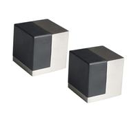 butée de porte Arrêt de porte carré | 39,5 x 39,5 mm | Alliage de zinc finition satinée mate - Caoutchouc noir | Installation à vis | magnetique