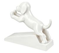 Butée de porte décorative autoportante pour chien Blanc | Base de préhension, placement sans outil, usage domestique