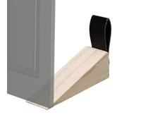 Butée de porte en bois - Cale de porte robuste, couture inférieure de porte | Cale de porte en bois avec sangle en cuir pour suspendre la butée de porte, bloqueurs de porte de sécurité antidérapants